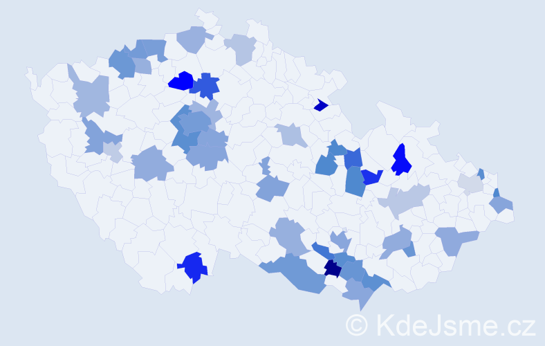 Jméno: 'Klementina', počet výskytů 70 v celé ČR