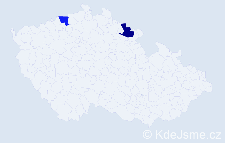 Jméno: 'Teofila', počet výskytů 2 v celé ČR