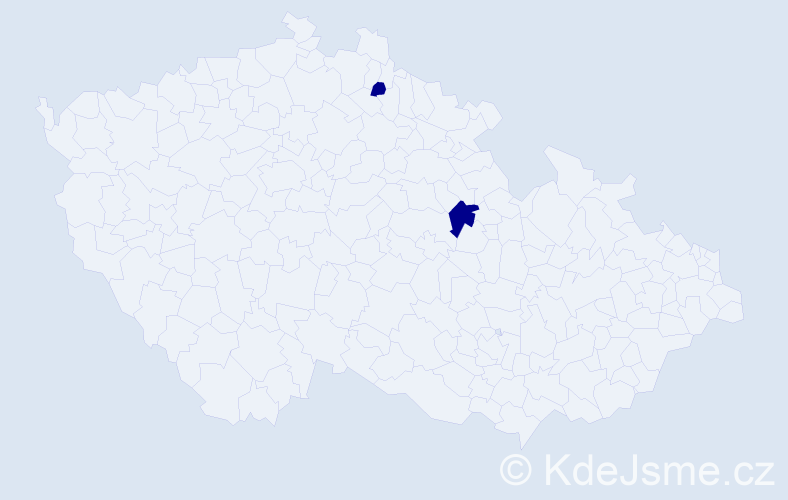 Jméno: 'Máňa', počet výskytů 2 v celé ČR