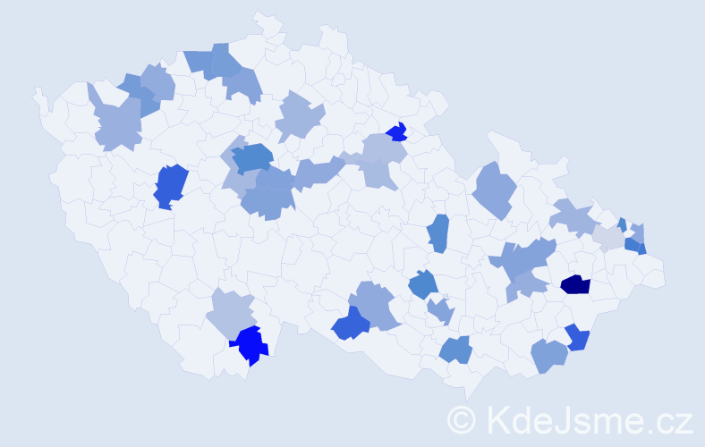 Jméno: 'Mirjam', počet výskytů 68 v celé ČR