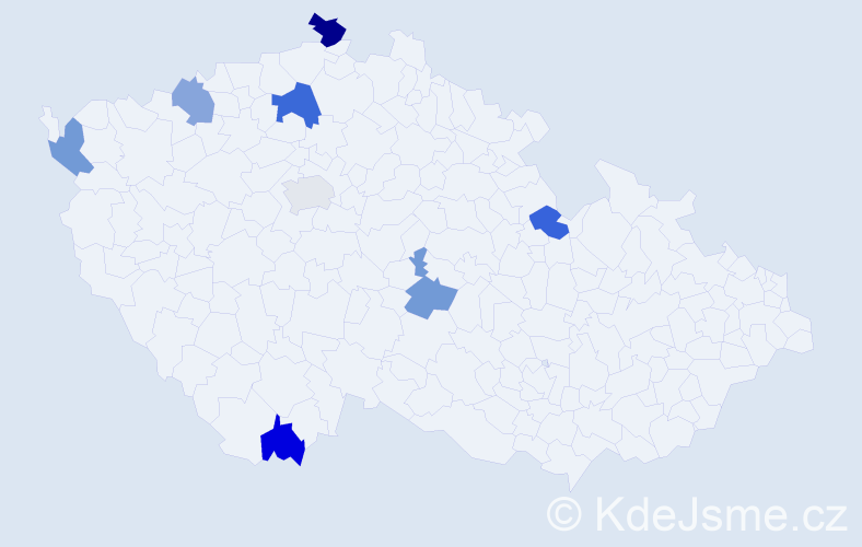 Jméno: 'Namuun', počet výskytů 10 v celé ČR