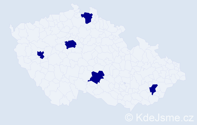 Jméno: 'Nicolet', počet výskytů 5 v celé ČR