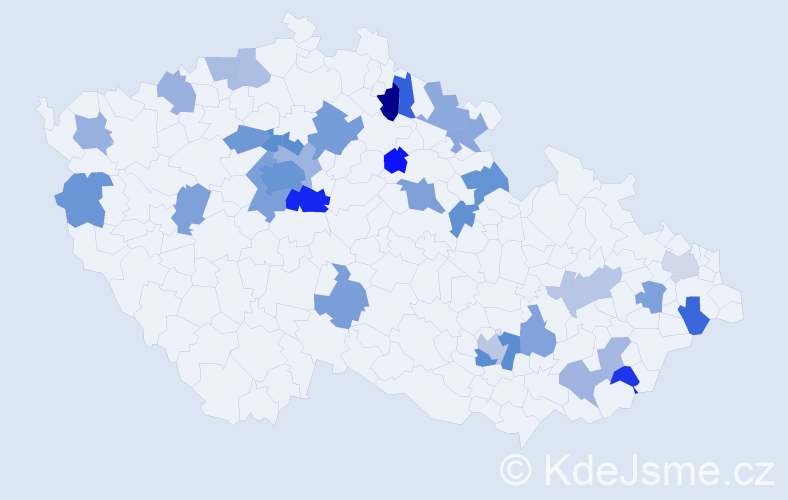 Jméno: 'Jan Jakub', počet výskytů 59 v celé ČR