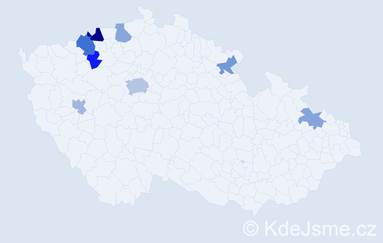 Jméno: 'Klaus Peter', počet výskytů 13 v celé ČR