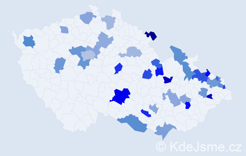 Jméno: 'Megan', počet výskytů 56 v celé ČR