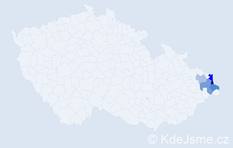 Jméno: 'Fryderyk', počet výskytů 7 v celé ČR