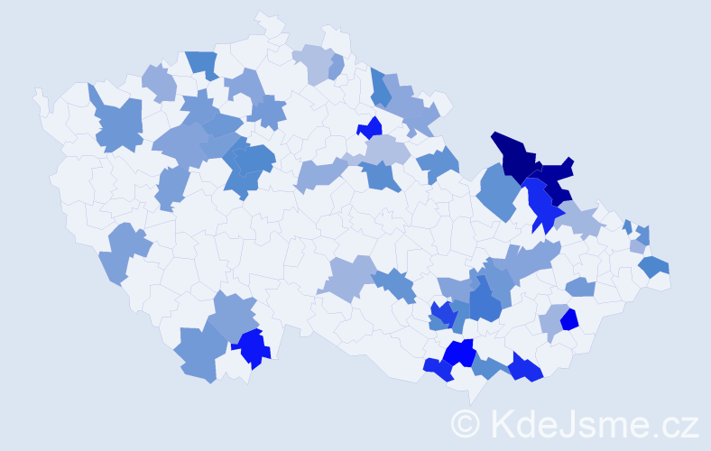 Jméno: 'Anastasia', počet výskytů 106 v celé ČR