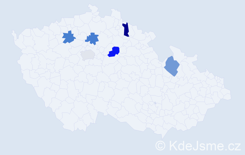 Jméno: 'Vláďa', počet výskytů 6 v celé ČR