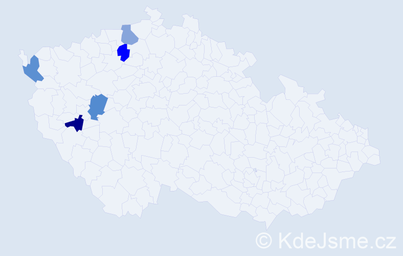 Jméno: 'Iozefina', počet výskytů 5 v celé ČR