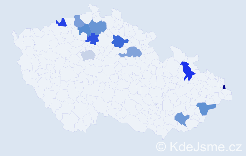 Jméno: 'Jakub Daniel', počet výskytů 13 v celé ČR