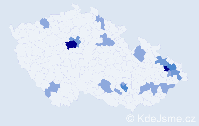 Jméno: 'Jarka', počet výskytů 39 v celé ČR