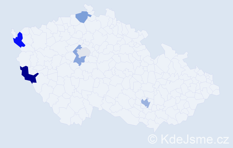 Jméno: 'Tra Mi', počet výskytů 9 v celé ČR