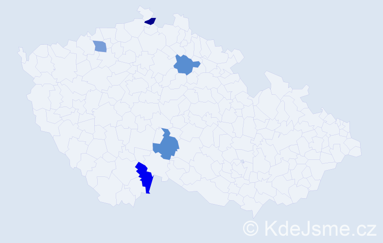 Jméno: 'Ánh', počet výskytů 5 v celé ČR