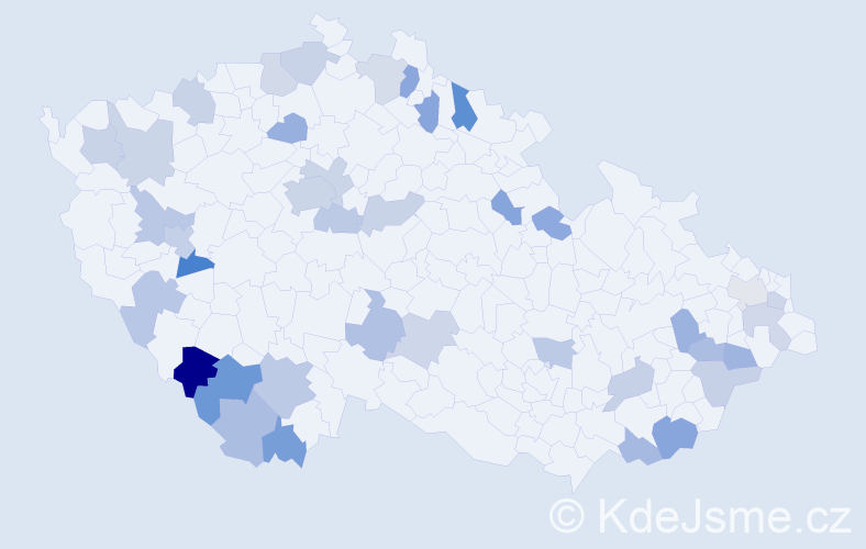 Jméno: 'Rosálie', počet výskytů 54 v celé ČR