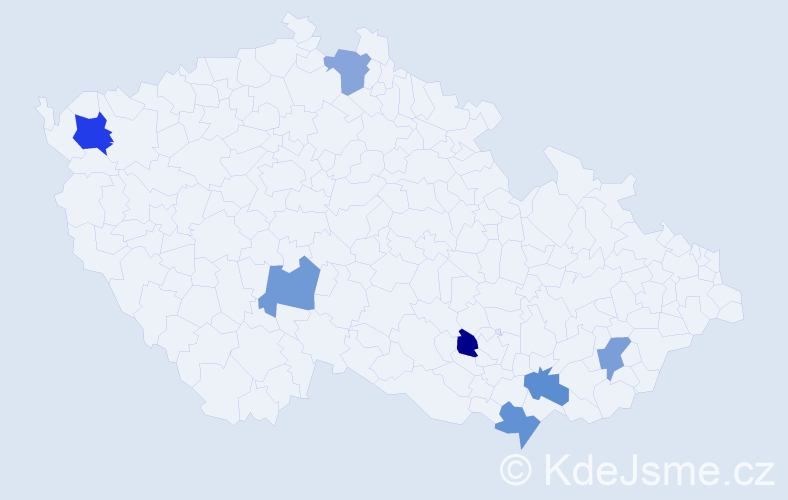 Jméno: 'Zaira', počet výskytů 8 v celé ČR