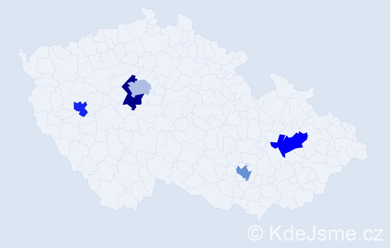 Jméno: 'Samet', počet výskytů 5 v celé ČR