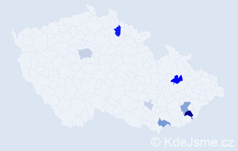Jméno: 'Indra', počet výskytů 9 v celé ČR