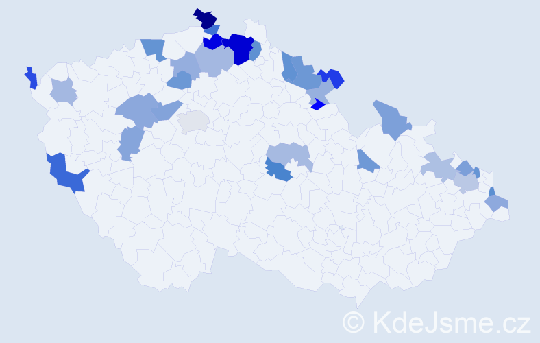 Jméno: 'Voršila', počet výskytů 49 v celé ČR