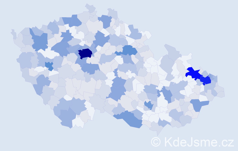 Jméno: 'Vladěna', počet výskytů 583 v celé ČR