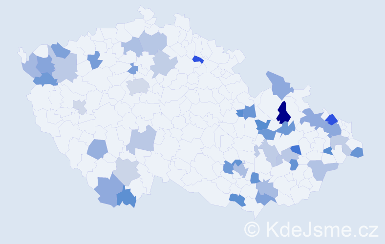 Jméno: 'Bernardina', počet výskytů 60 v celé ČR