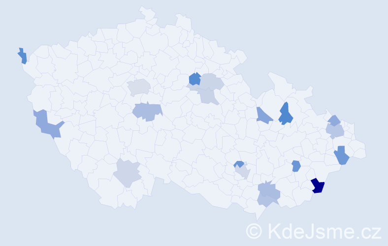 Jméno: 'Melichar', počet výskytů 27 v celé ČR