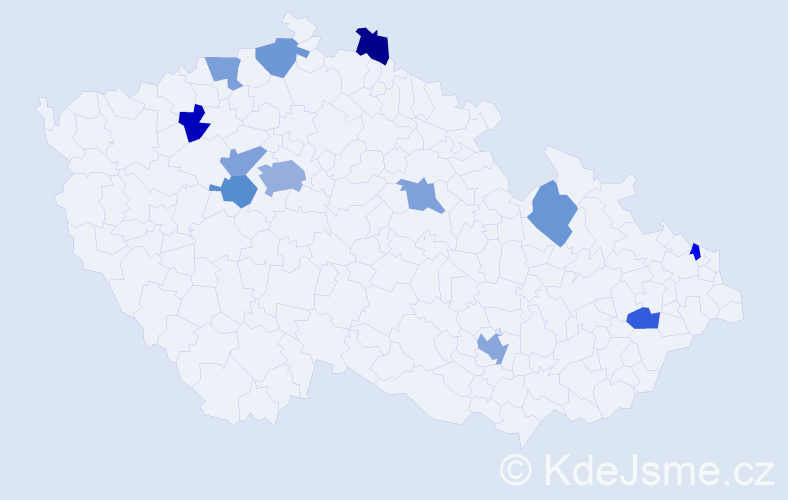 Jméno: 'Mohammed', počet výskytů 17 v celé ČR