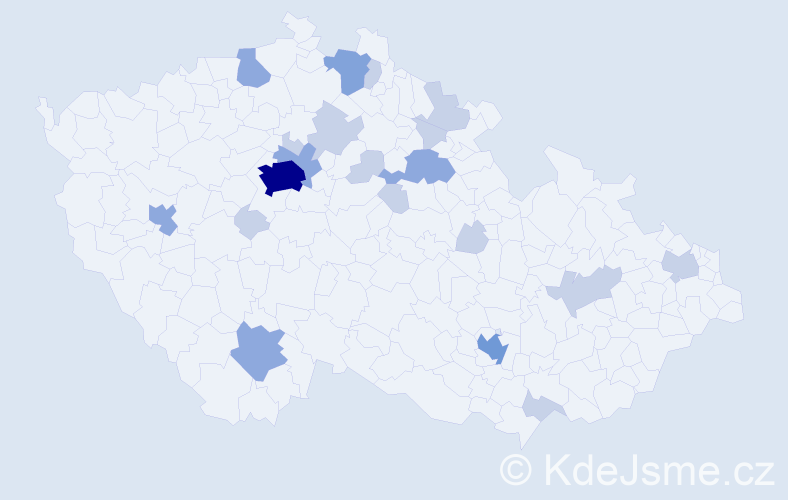 Jméno: 'Ievgeniia', počet výskytů 41 v celé ČR