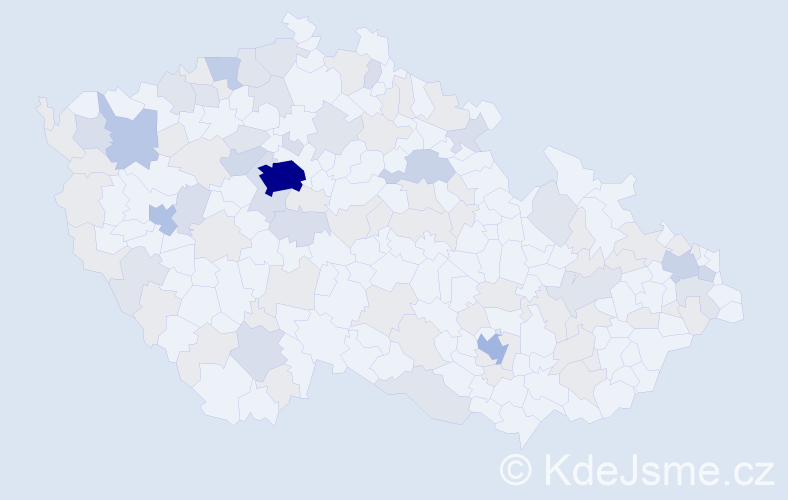 Jméno: 'Angelina', počet výskytů 206 v celé ČR