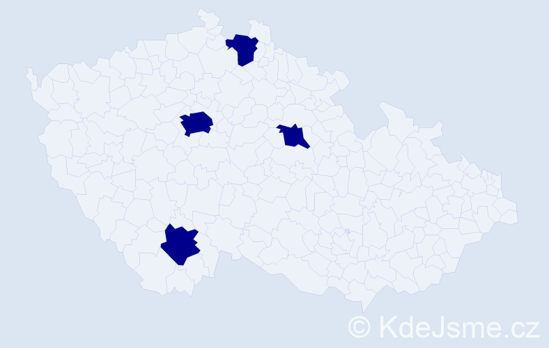 Jméno: 'Vassil', počet výskytů 4 v celé ČR