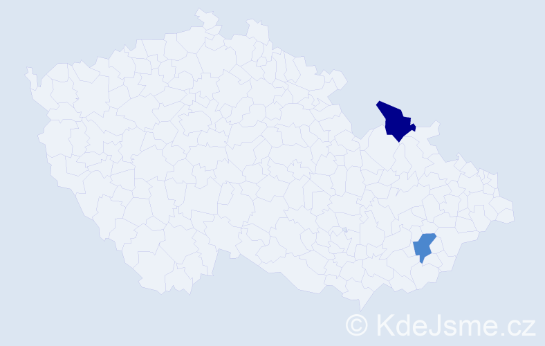 Jméno: 'Hedvig', počet výskytů 2 v celé ČR