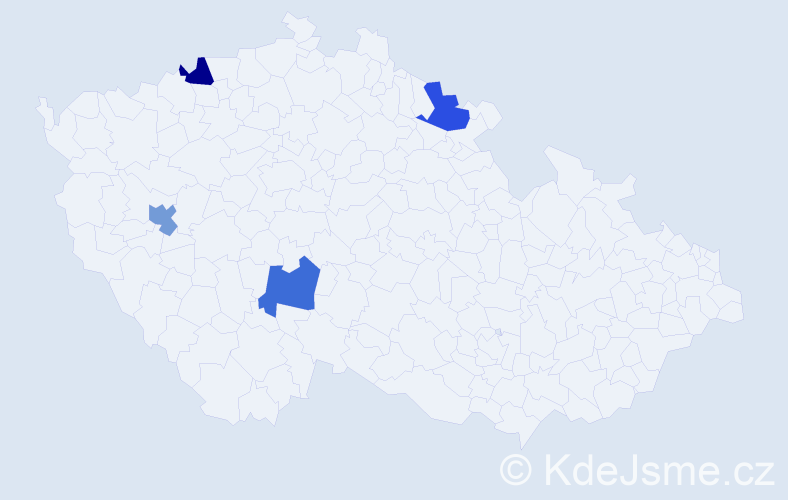Jméno: 'Erika Marie', počet výskytů 4 v celé ČR