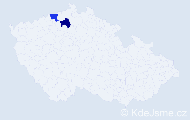 Jméno: 'Zula', počet výskytů 2 v celé ČR