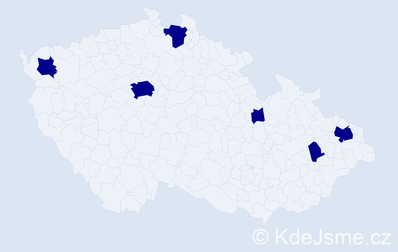 Jméno: 'Vendelin', počet výskytů 6 v celé ČR