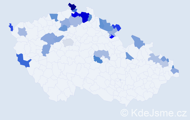 Jméno: 'Voršila', počet výskytů 50 v celé ČR