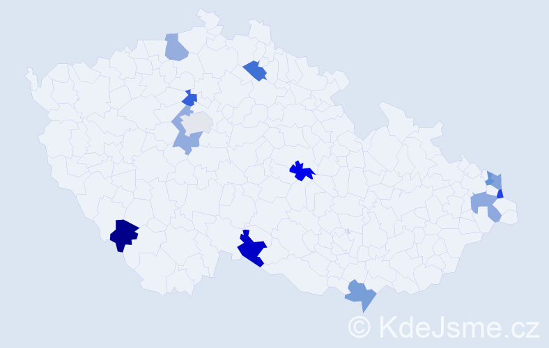 Jméno: 'Vavrinec', počet výskytů 13 v celé ČR
