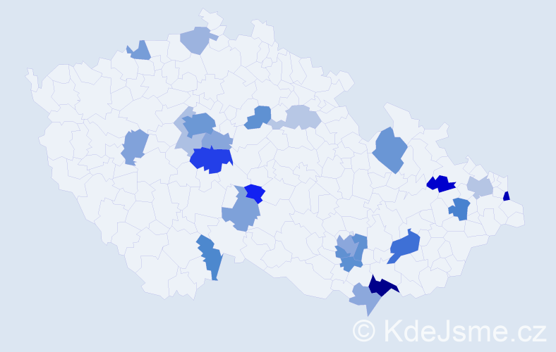 Jméno: 'Mlada', počet výskytů 57 v celé ČR