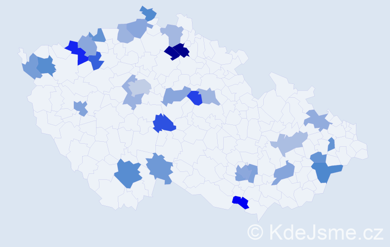 Jméno: 'Gustava', počet výskytů 42 v celé ČR