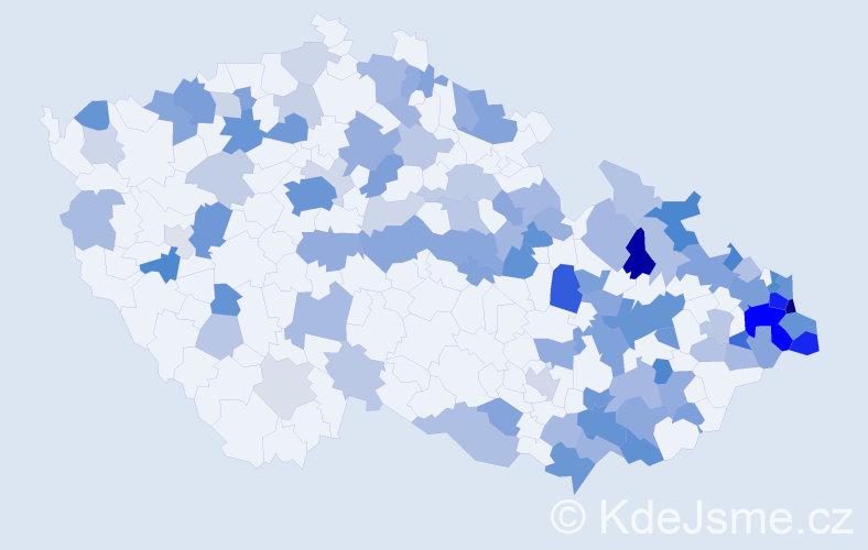 Jméno: 'Regína', počet výskytů 249 v celé ČR
