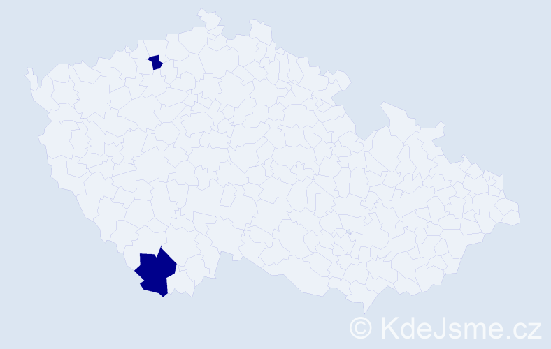 Jméno: 'Mau Dung', počet výskytů 2 v celé ČR