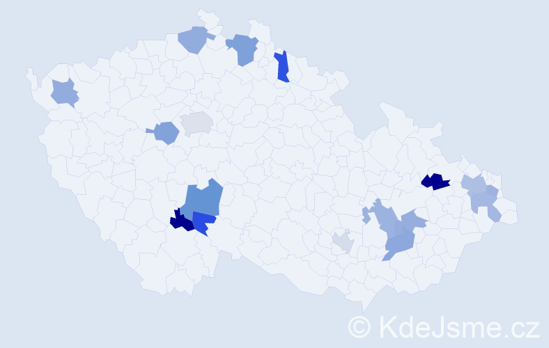 Jméno: 'Míša', počet výskytů 21 v celé ČR