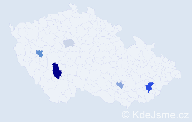 Jméno: 'Daniel Peter', počet výskytů 5 v celé ČR