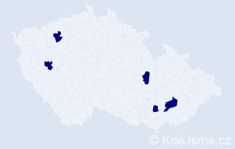Jméno: 'Bolek', počet výskytů 5 v celé ČR