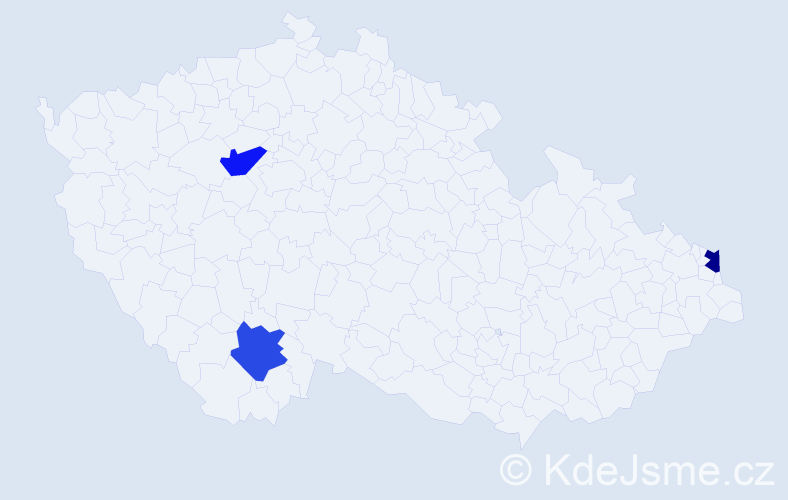 Jméno: 'Přemyslav', počet výskytů 3 v celé ČR