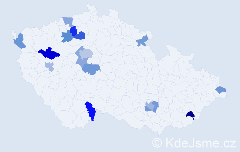 Jméno: 'Magdalena Marie', počet výskytů 20 v celé ČR
