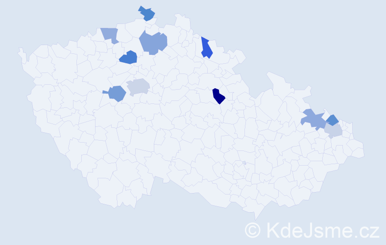 Jméno: 'Vasiĺ', počet výskytů 13 v celé ČR