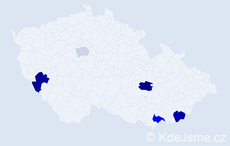 Jméno: 'Klára-Marie', počet výskytů 5 v celé ČR