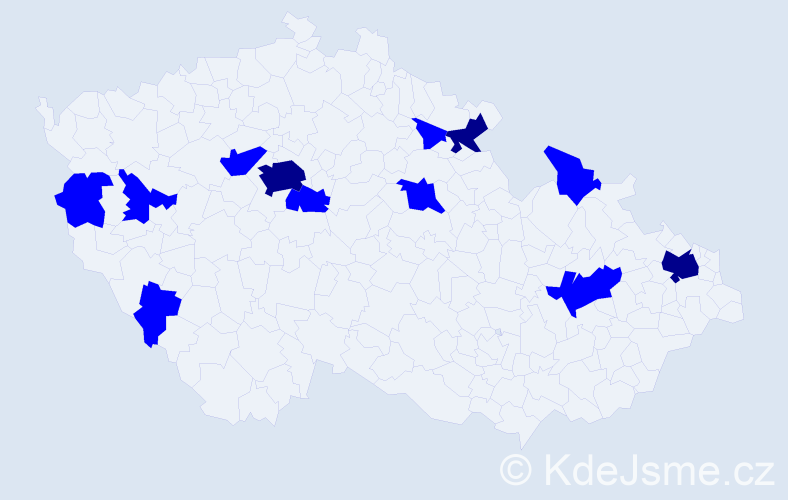 Jméno: 'Frances', počet výskytů 15 v celé ČR