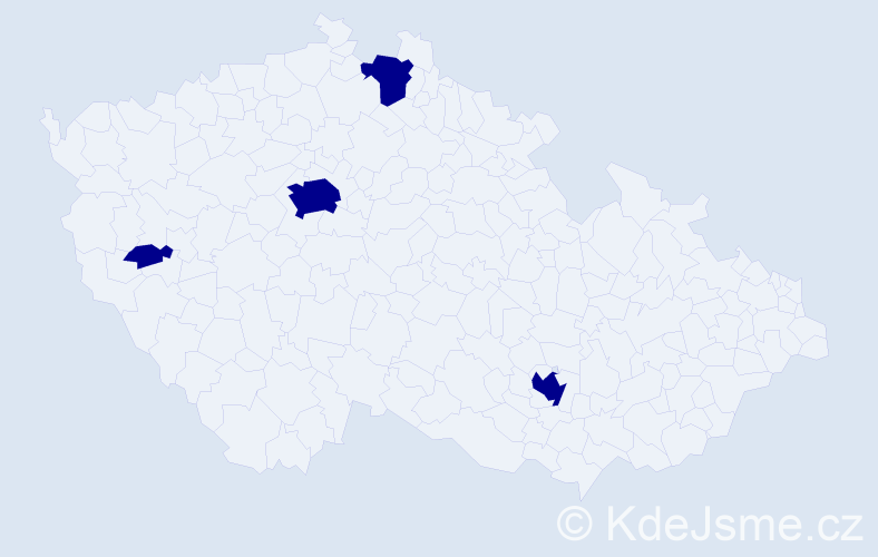 Jméno: 'Tiana', počet výskytů 4 v celé ČR