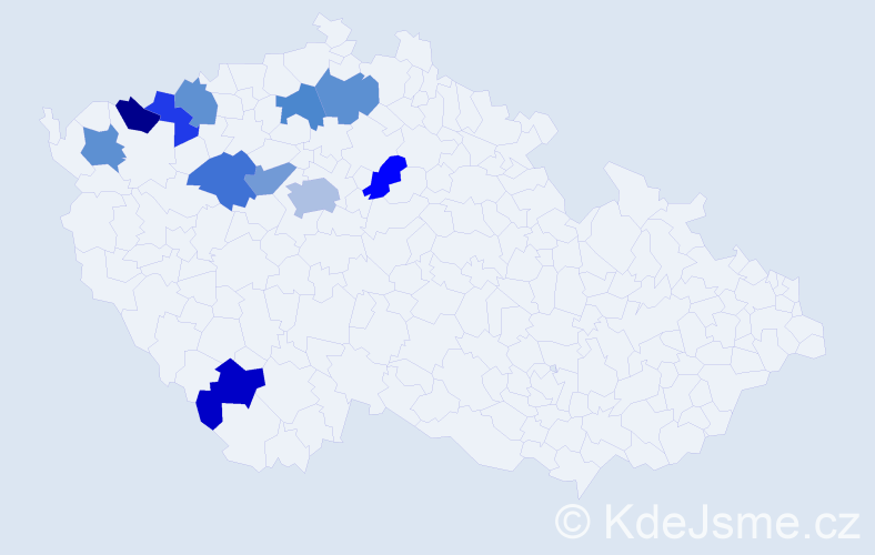 Jméno: 'Huu', počet výskytů 13 v celé ČR