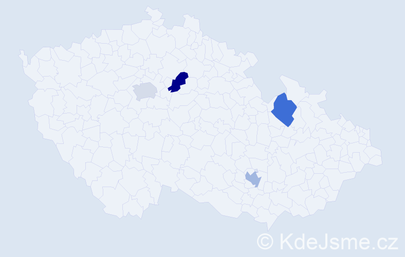 Jméno: 'Mišel', počet výskytů 4 v celé ČR